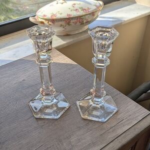 Steuben Crystal Candlestick 7" Pair